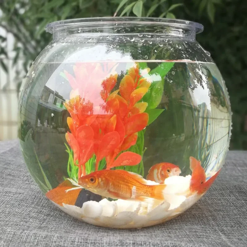 Planted Aquarium For Goldfish - ตู้ปลาทองตั้งโต๊ะ ตู้ปลาพลาสติกใสทรงกลม ตู้ปลาอะคริลิคสำหรับเต่า กระถางต้นไม้สีเขียว