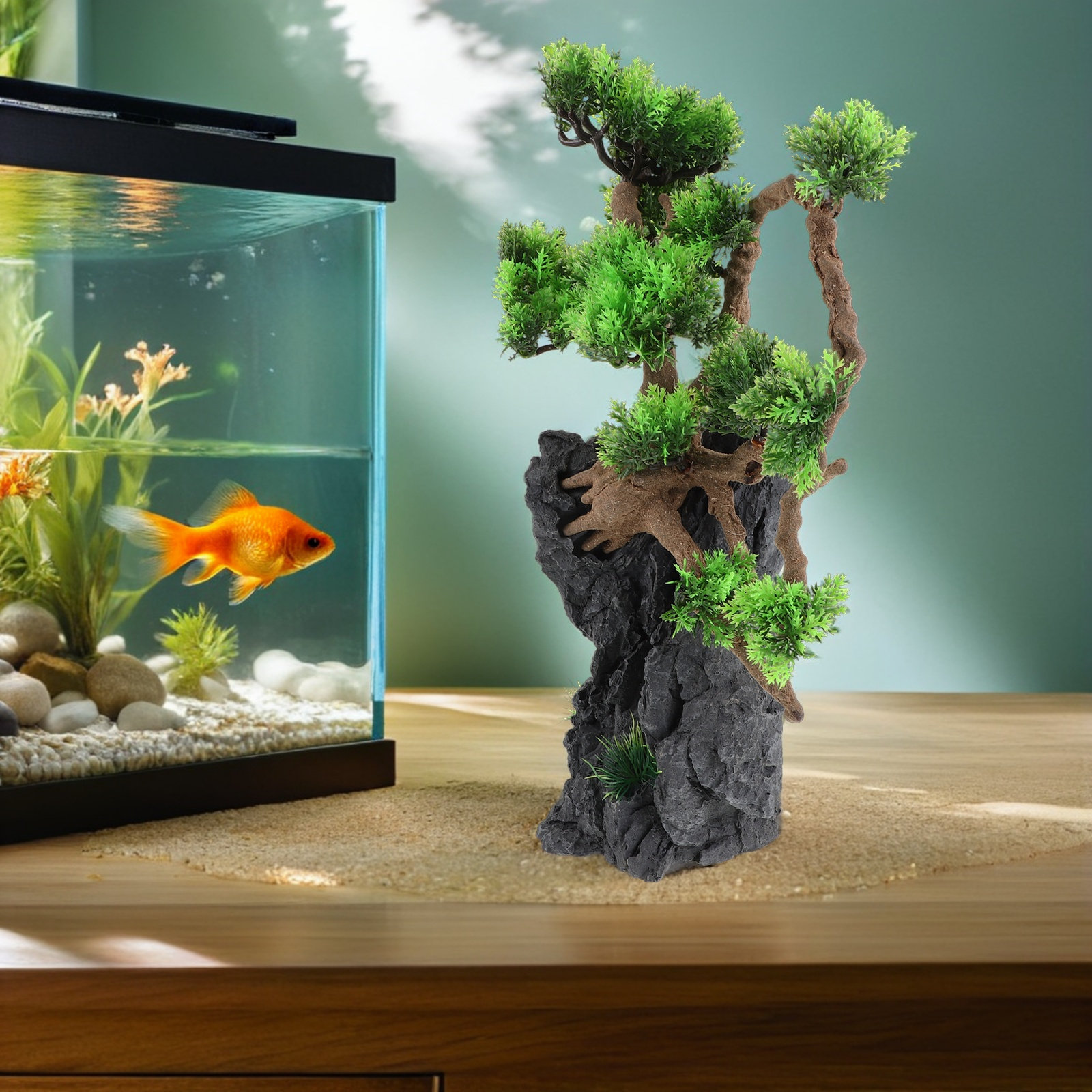 ต้นไม้ประดิษฐ์สำหรับตกแต่งตู้ป - Planted Aquarium For Goldfish บทวิจารณ์และราคา
